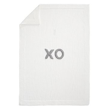 XO, Baby Blanket, Ivory + Gray - Image 0