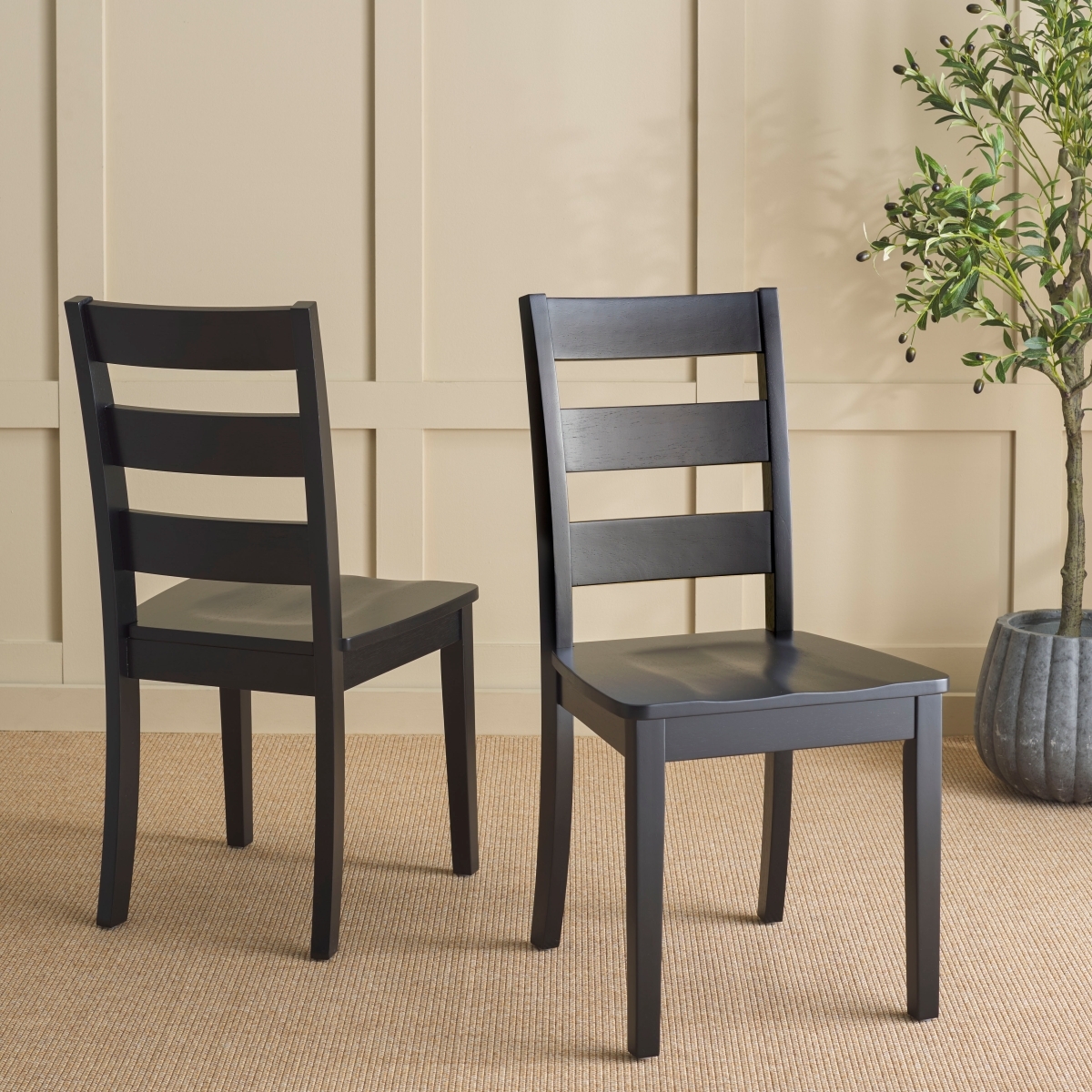 Silio Ladder Back Dining Chair - Black - Image 1