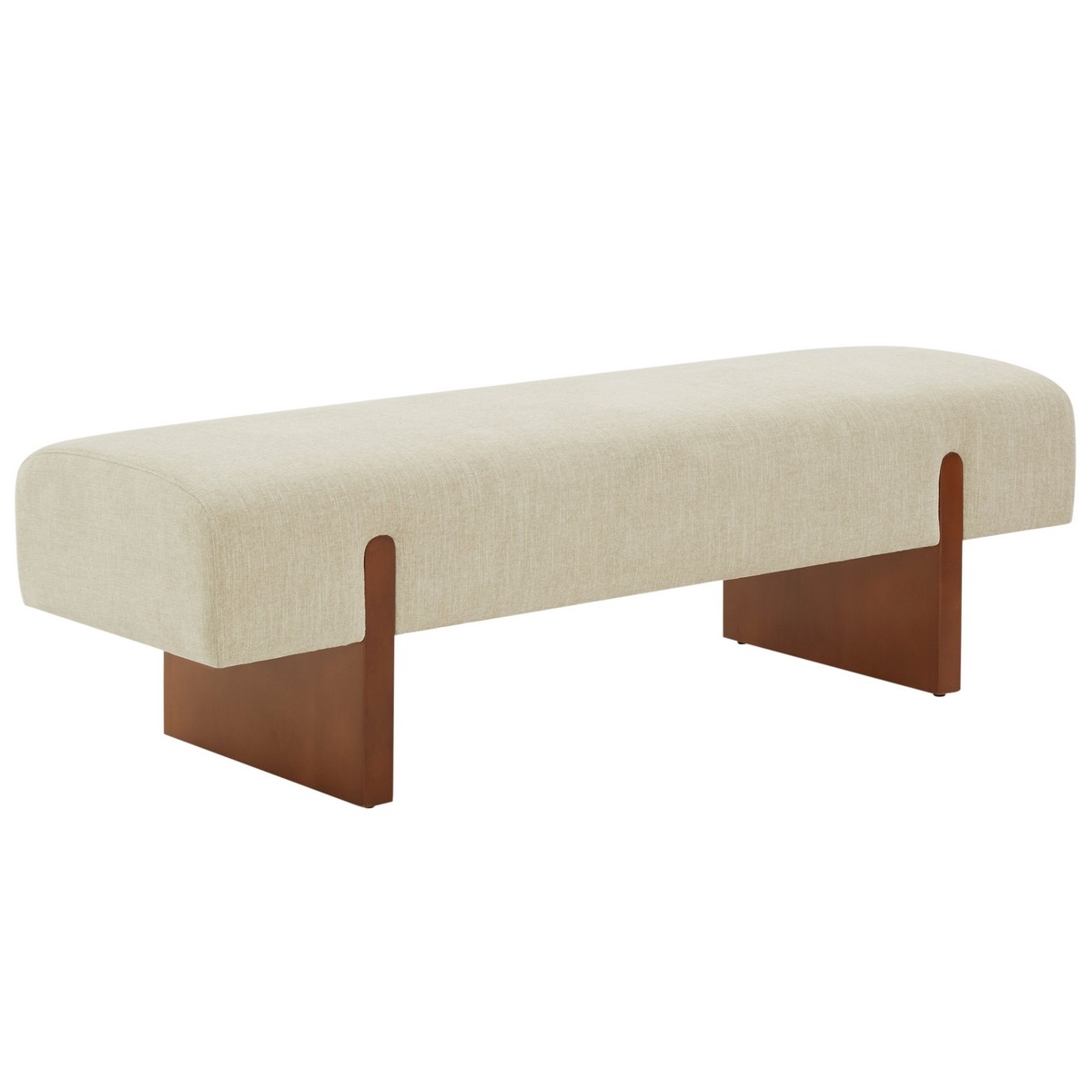 Kandiss Linen Bench - Beige / Brown - Image 4