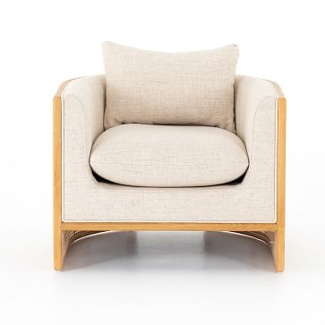 Upholstered Grid Back Chair, Natural - Image 3