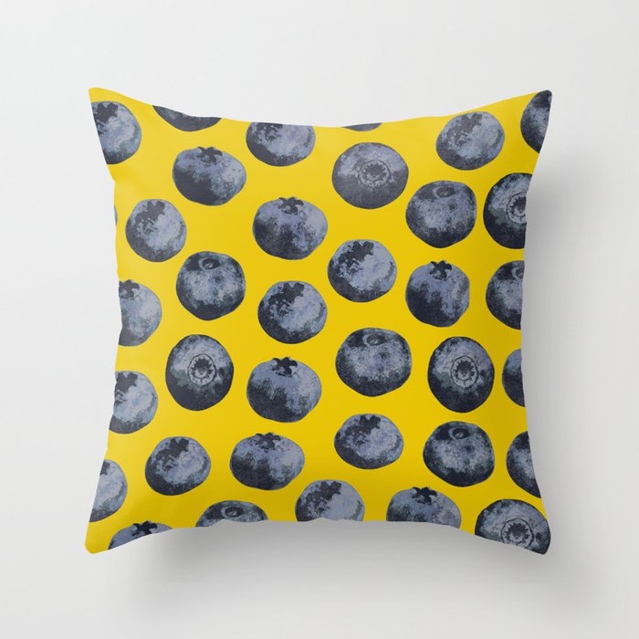 Blueberry Pattern Throw Pillow by Georgiana Paraschiv - Cover (20" x 20") With Pillow Insert - Indoor Pillow - Image 0