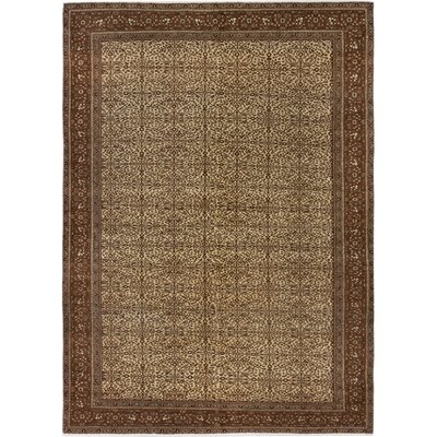 One-of-a-Kind Derun Hand-Knotted 1980s Keisari Brown/Beige 6'7" x 9'1" Wool Area Rug - Image 0