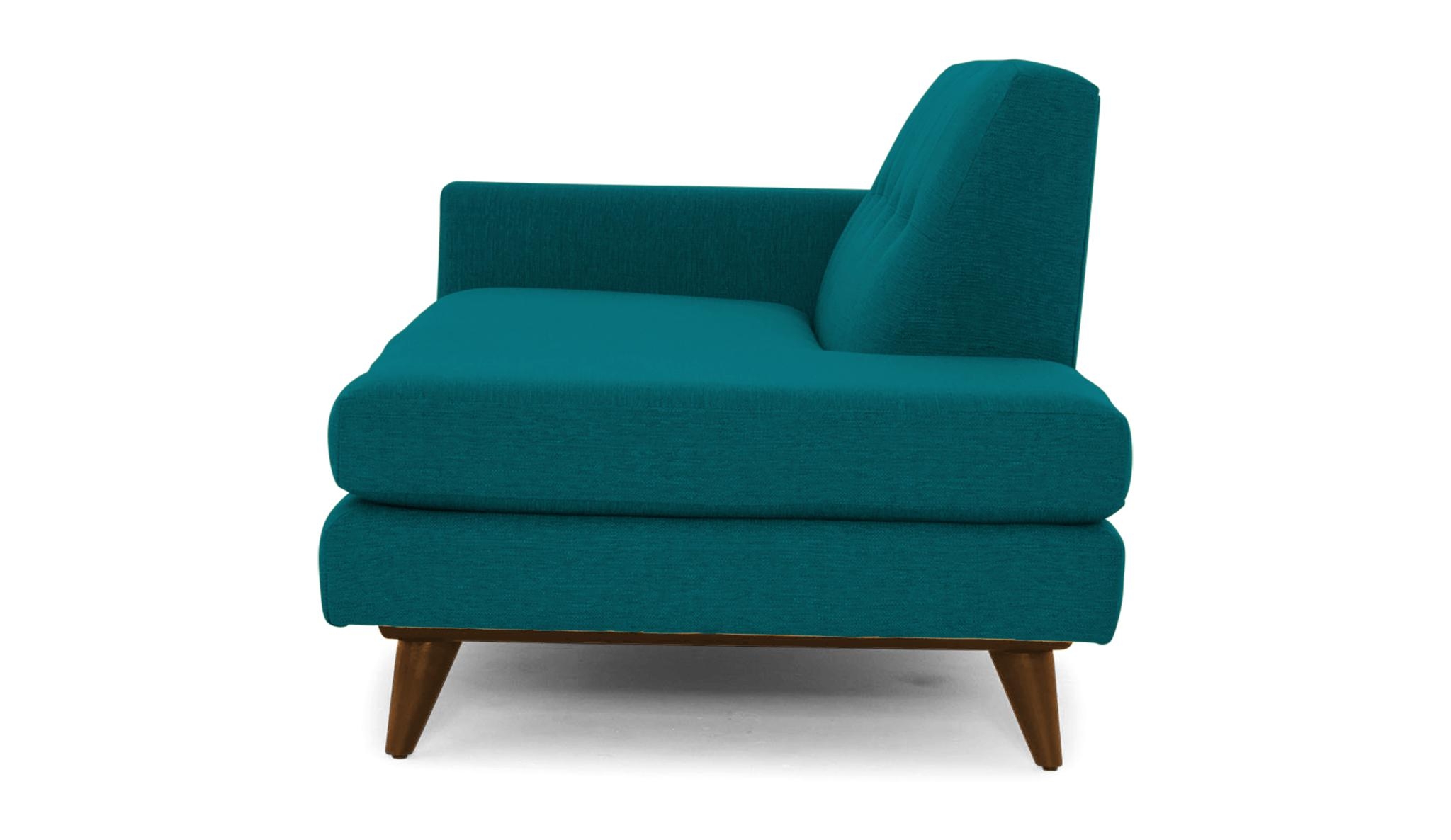 Blue Hughes Mid Century Modern Chaise - Lucky Turquoise - Mocha - Image 2