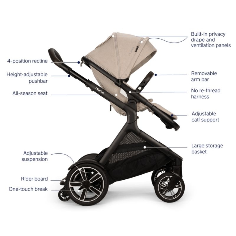 Nuna ® DEMI ™ next Brown Biscotti Baby Stroller with Ride-Along Board - Image 2