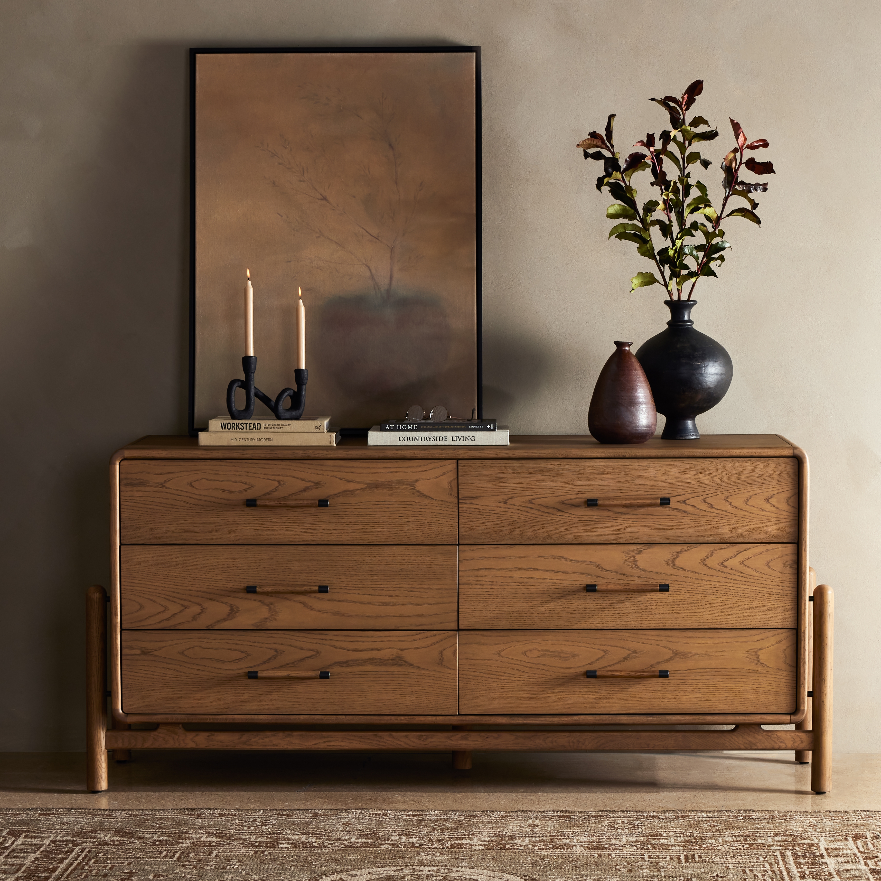 Caroline 6 Drawer Dresser-Smoked Oak - Image 11