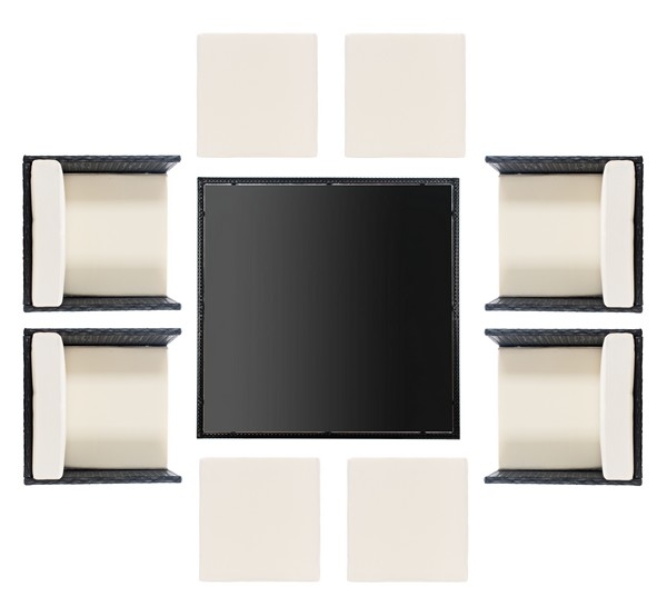 Indoor-Outdoor Klena 9 Pc Dining Set - Black/Beige - Safavieh - Image 5