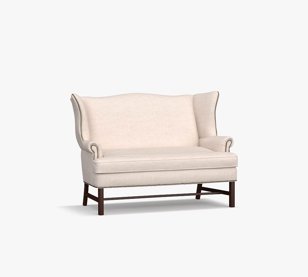 Thatcher Upholstered Settee, Polyester Wrapped Cushions, Park Weave Ash - Image 0