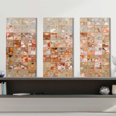 "Orange And Beige" By Mark Lawrence 3 Piece Graphic Print Set On Canvas - Image 0