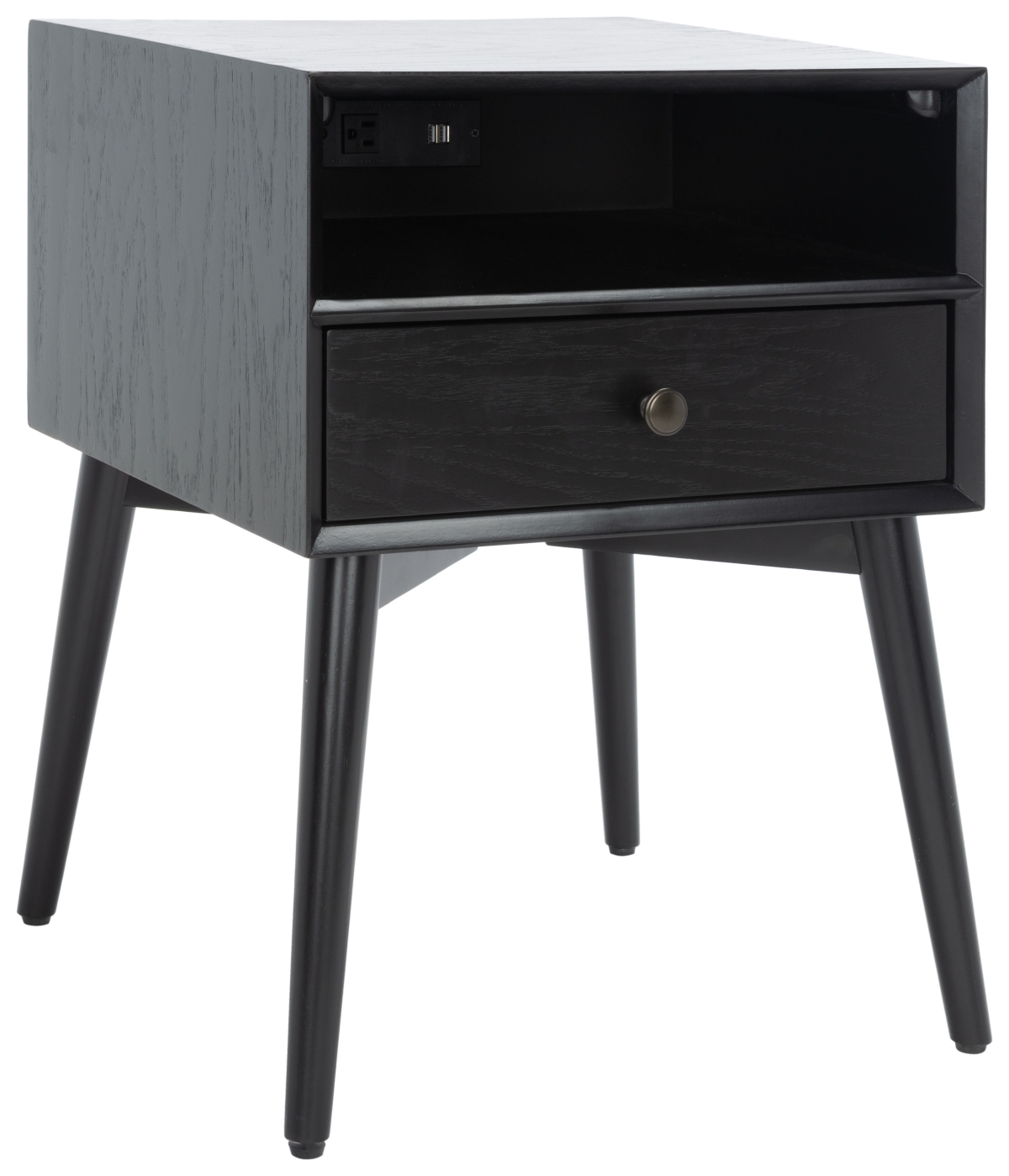 Scully Nightstand W/ Usb - Black / Antique Gold - Safavieh - Image 7