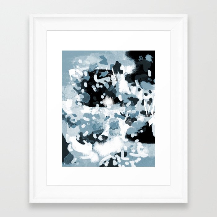 Minerva - Abstract Art Home Decor Dorm College Office Minimal Painting Blue Black White Framed Art Print by Charlottewinter - Scoop White - X-Small-10x12 - Image 0