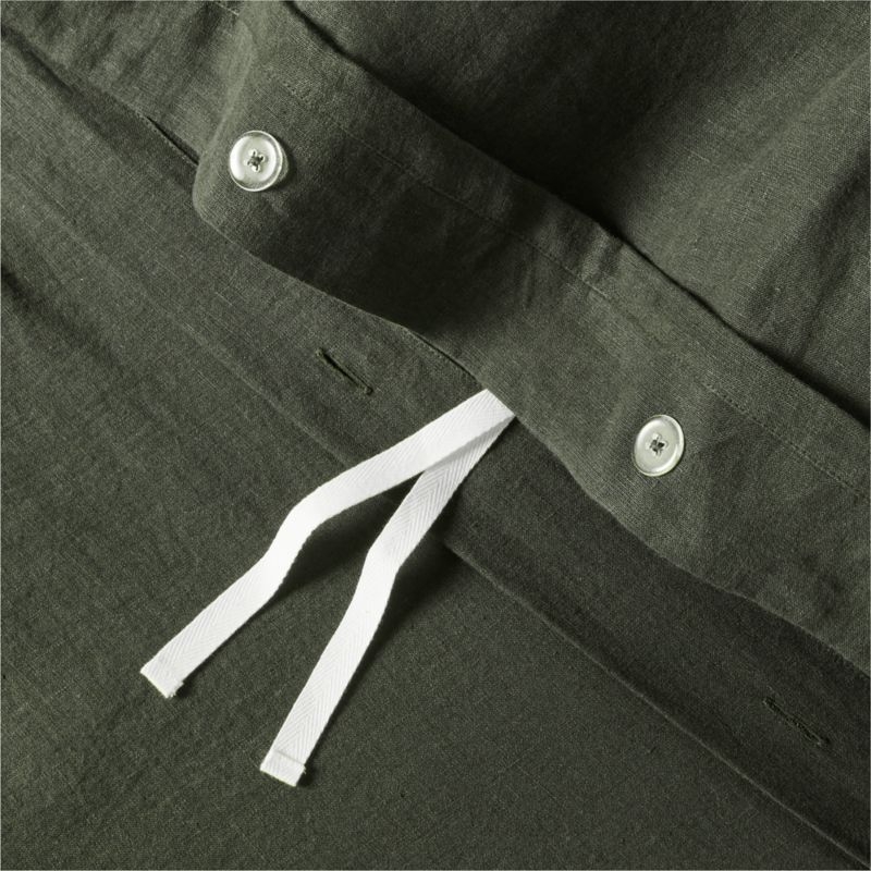Aire Natural EUROPEAN FLAX ™-Certified Linen Ficus Green King Duvet Cover - Image 5