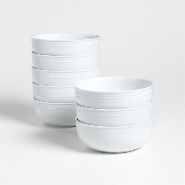 Staccato White Porcelain Cereal Bowls, Set of 8 - Image 0
