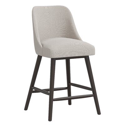 Mid-Century Modern Stool With Rounded Shape In Linen - Image 0