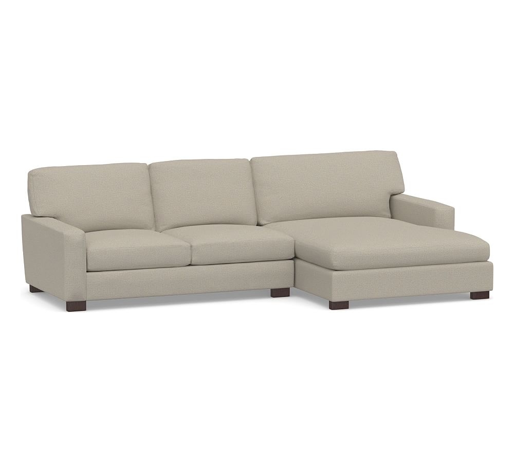 Turner Square Arm Upholstered Left Arm Loveseat with Double Wide Chaise Sectional, Down Blend Wrapped Cushions, Performance Boucle Fog - Image 0