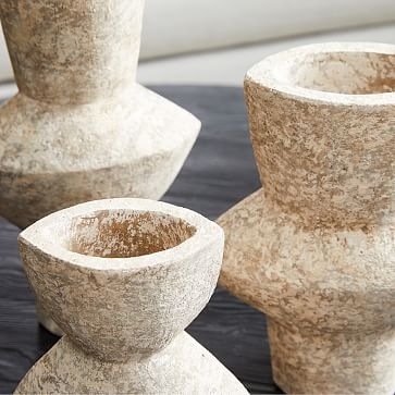 Totem Ceramic Vases, Grey, Small Medium Large, Set of 3 - Image 2