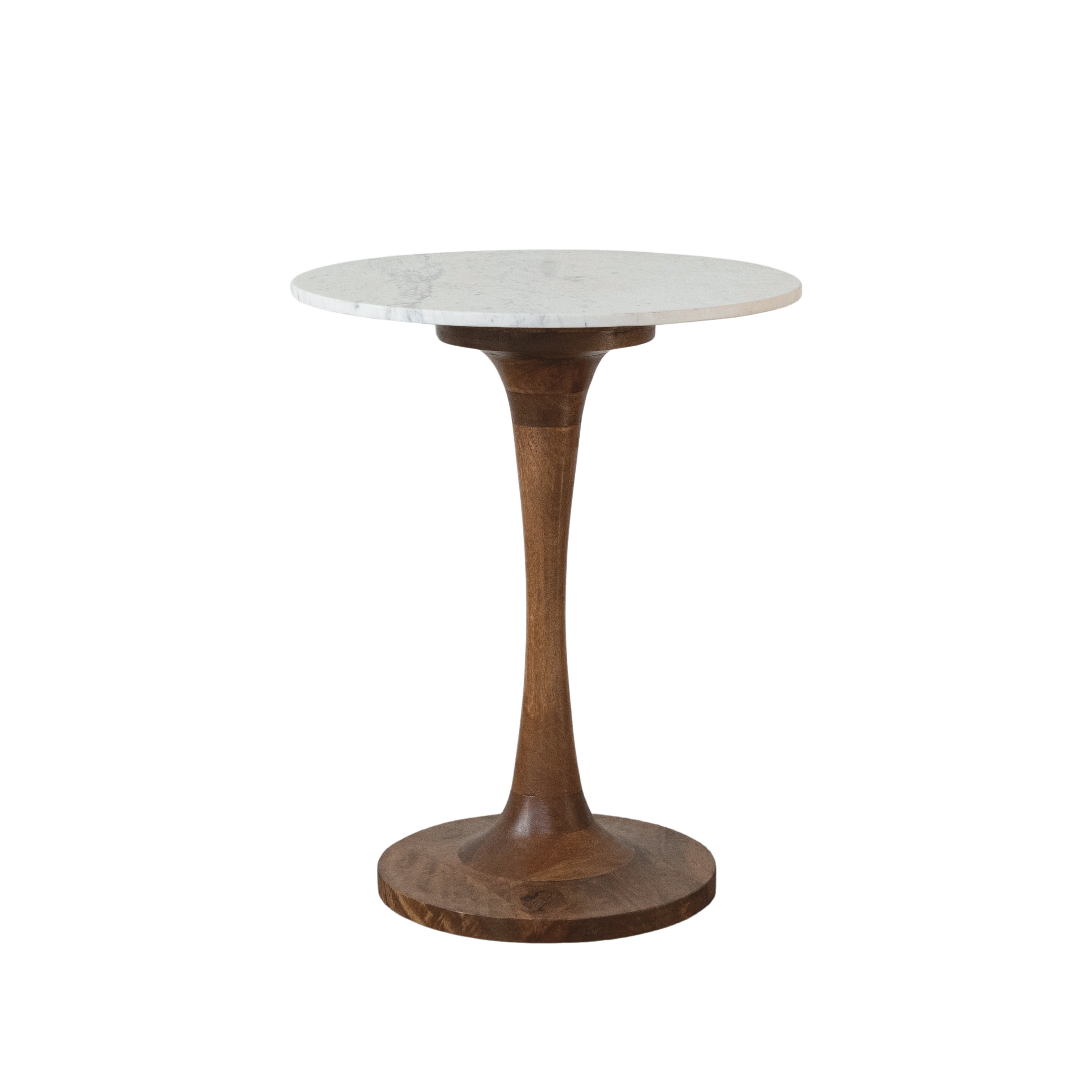 Mango Wood and Marble Tulip Table, Natural - Image 0