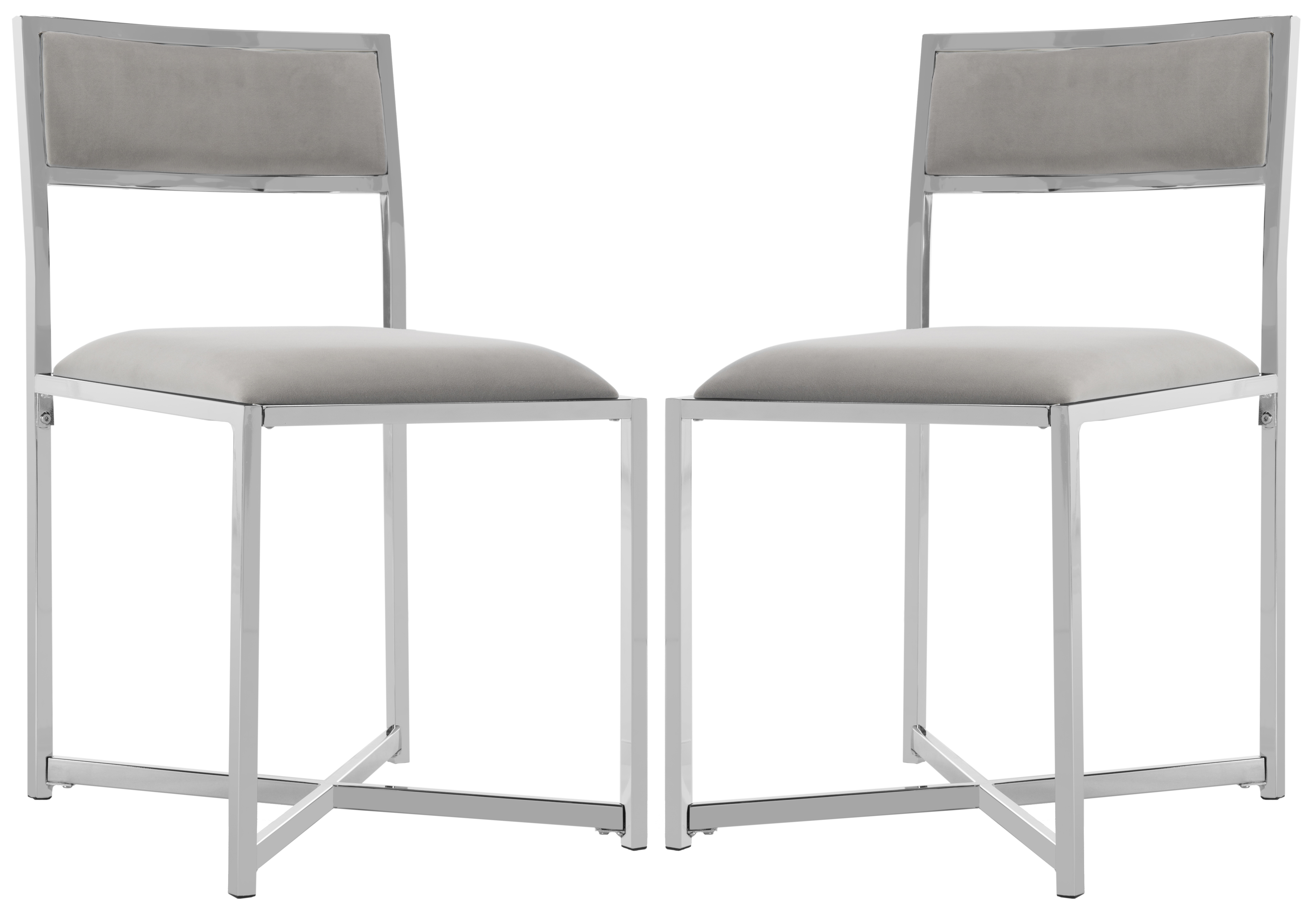 Menken Chrome Side Chair (Set of 2) - Grey/Chrome - Safavieh - Image 0