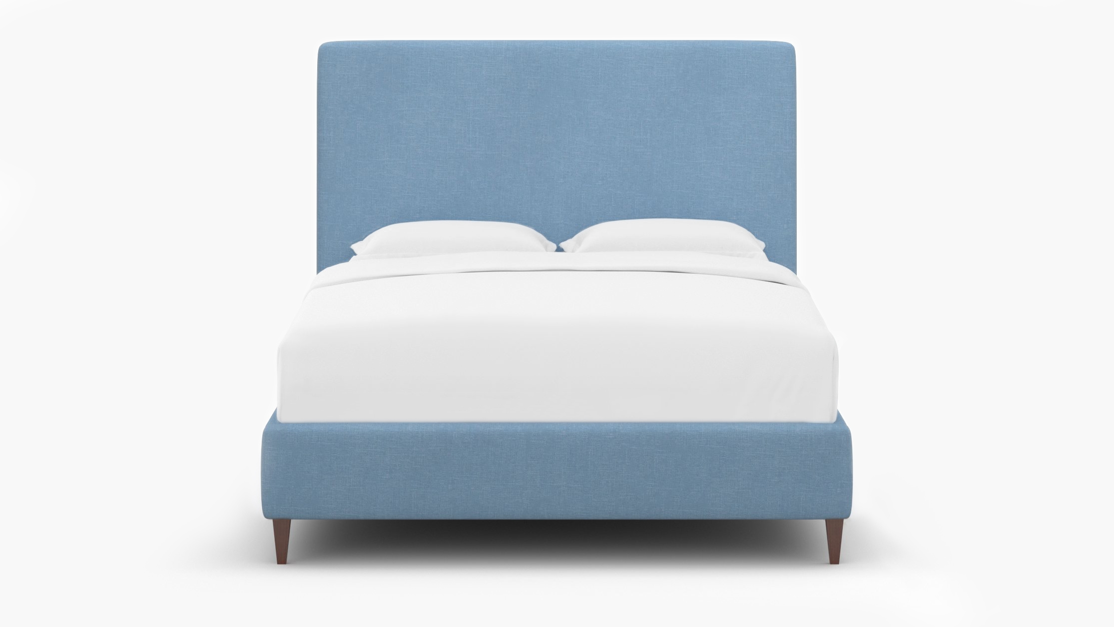 Classic Bed, French Blue Everyday Linen, Walnut Square Tapered Leg, King - Image 0
