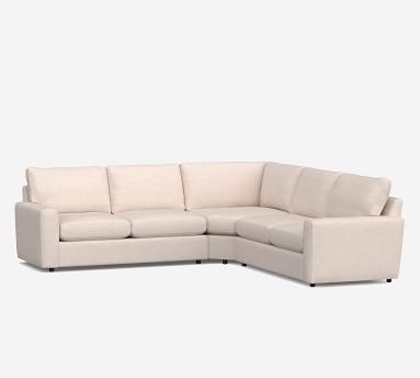 Pearce Modern Square Arm Upholstered 3-Piece L-Shaped Wedge Sectional, Down Blend Wrapped Cushions, Park Weave Ivory - Image 1