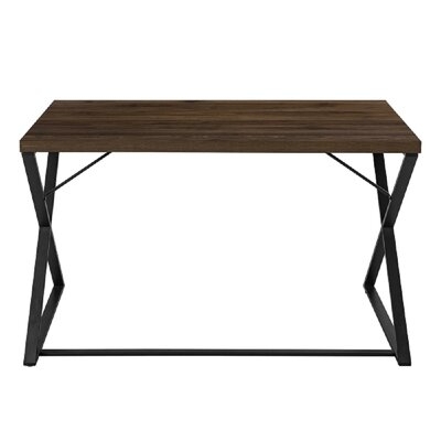 Home Office Desk With X Legs, Dark Brown - Image 0
