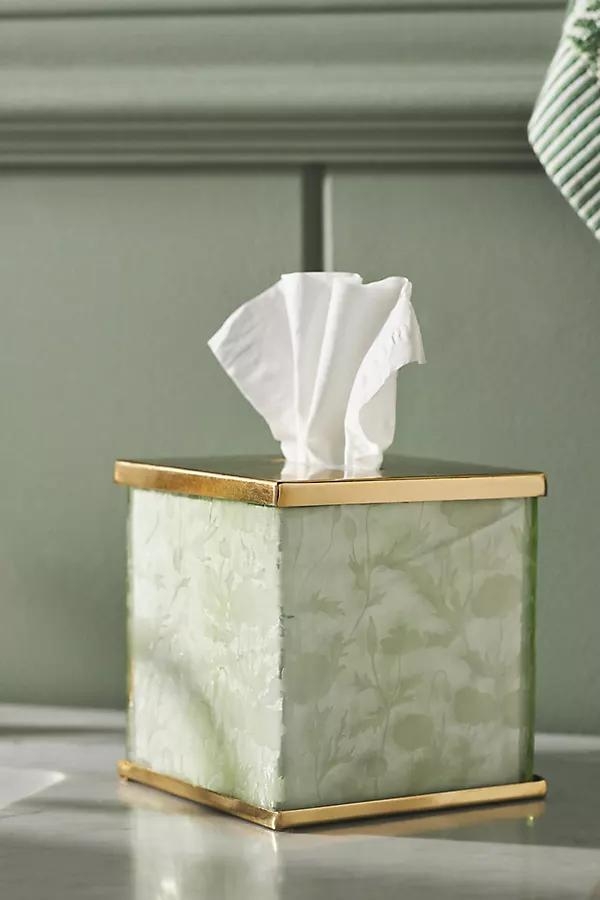 Floral Etched Glass Tissue Box - Image 0