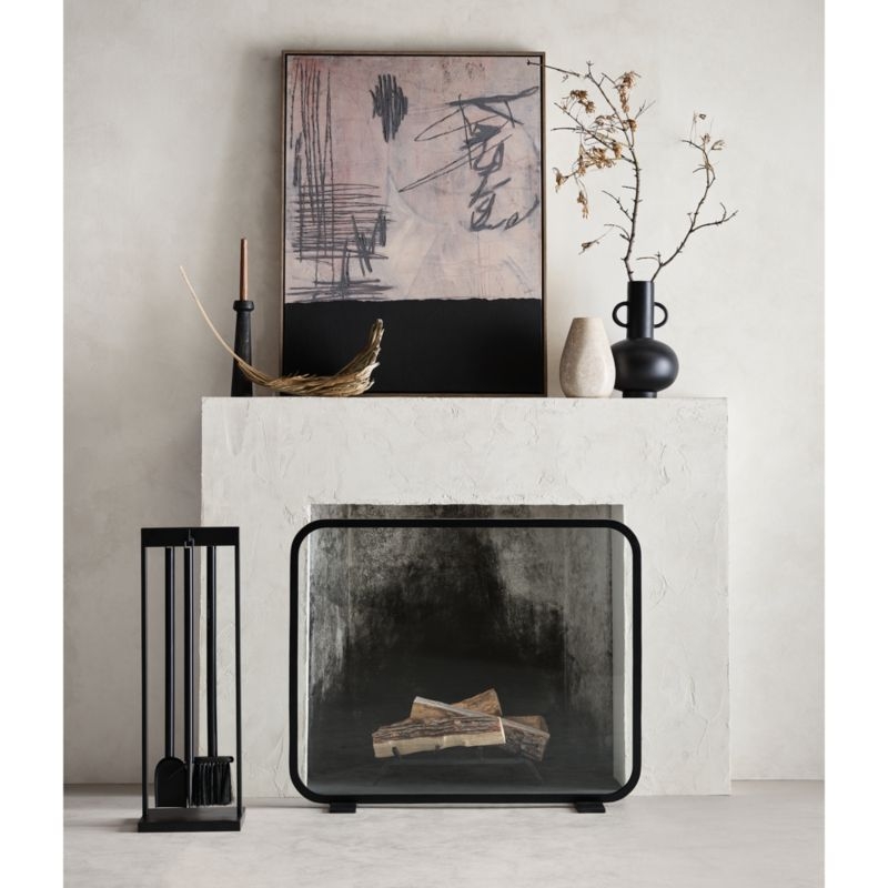 Telum Black Glass Fireplace Screen - Image 1