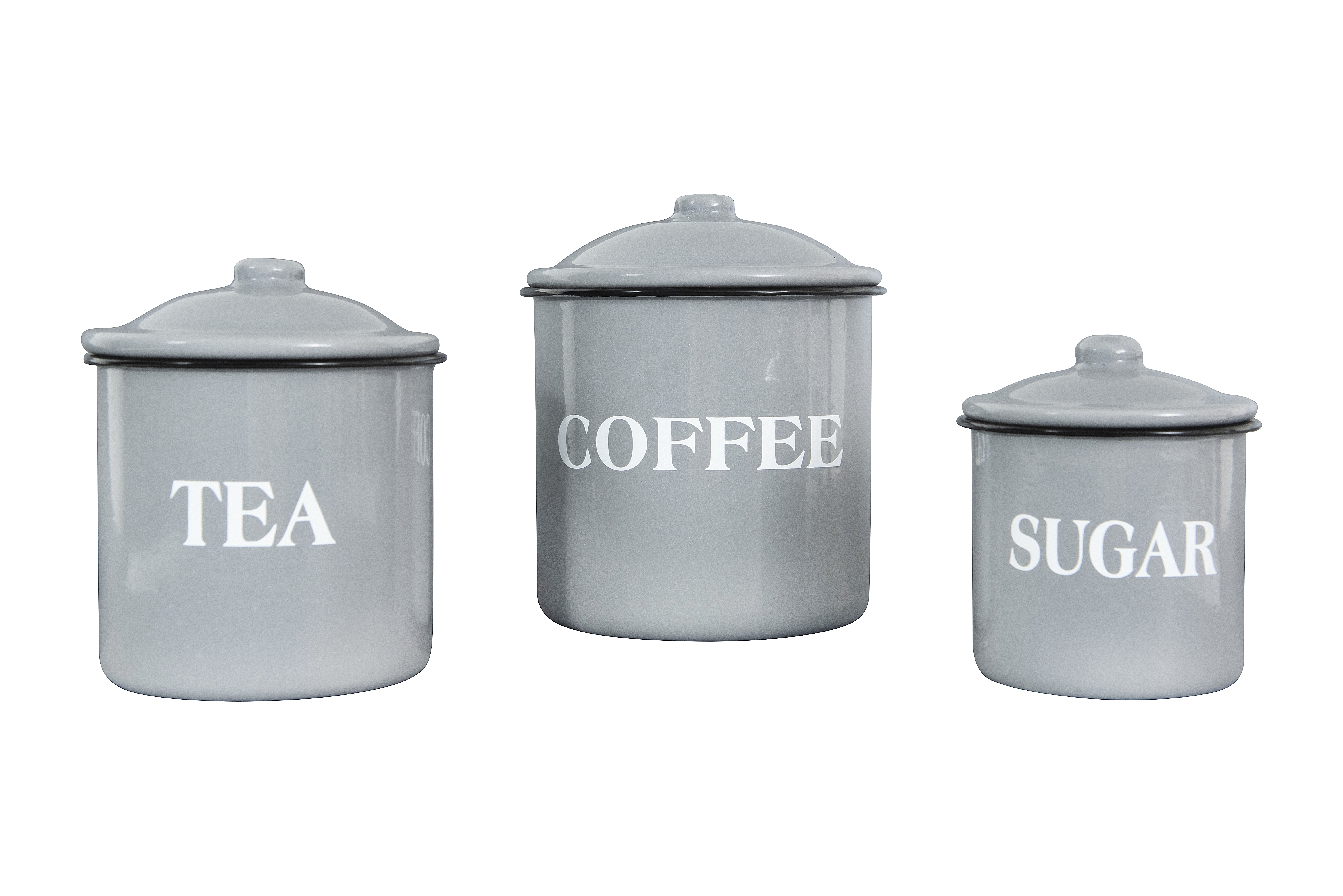 Metal Containers with Lids, "Coffee", "Tea", "Sugar" (Set of 3 Sizes/Designs) - Image 0