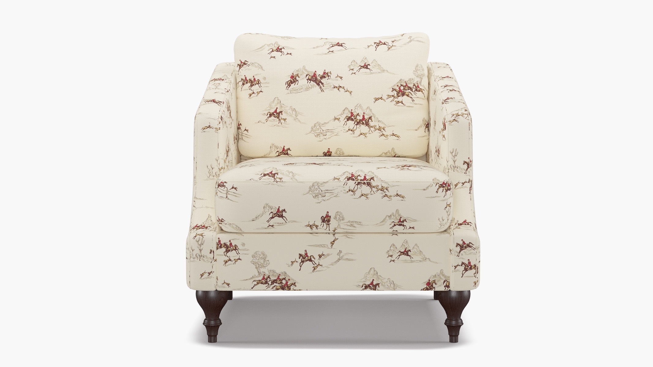 Slope Arm Chair, Red Cotswold Hunt, Espresso Turned Wood Leg - Image 0