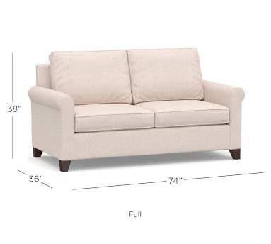 Cameron Roll Arm Upholstered Full Sleeper Sofa with Memory Foam Mattress, Polyester Wrapped Cushions, Performance Heathered Basketweave Alabaster White - Image 5