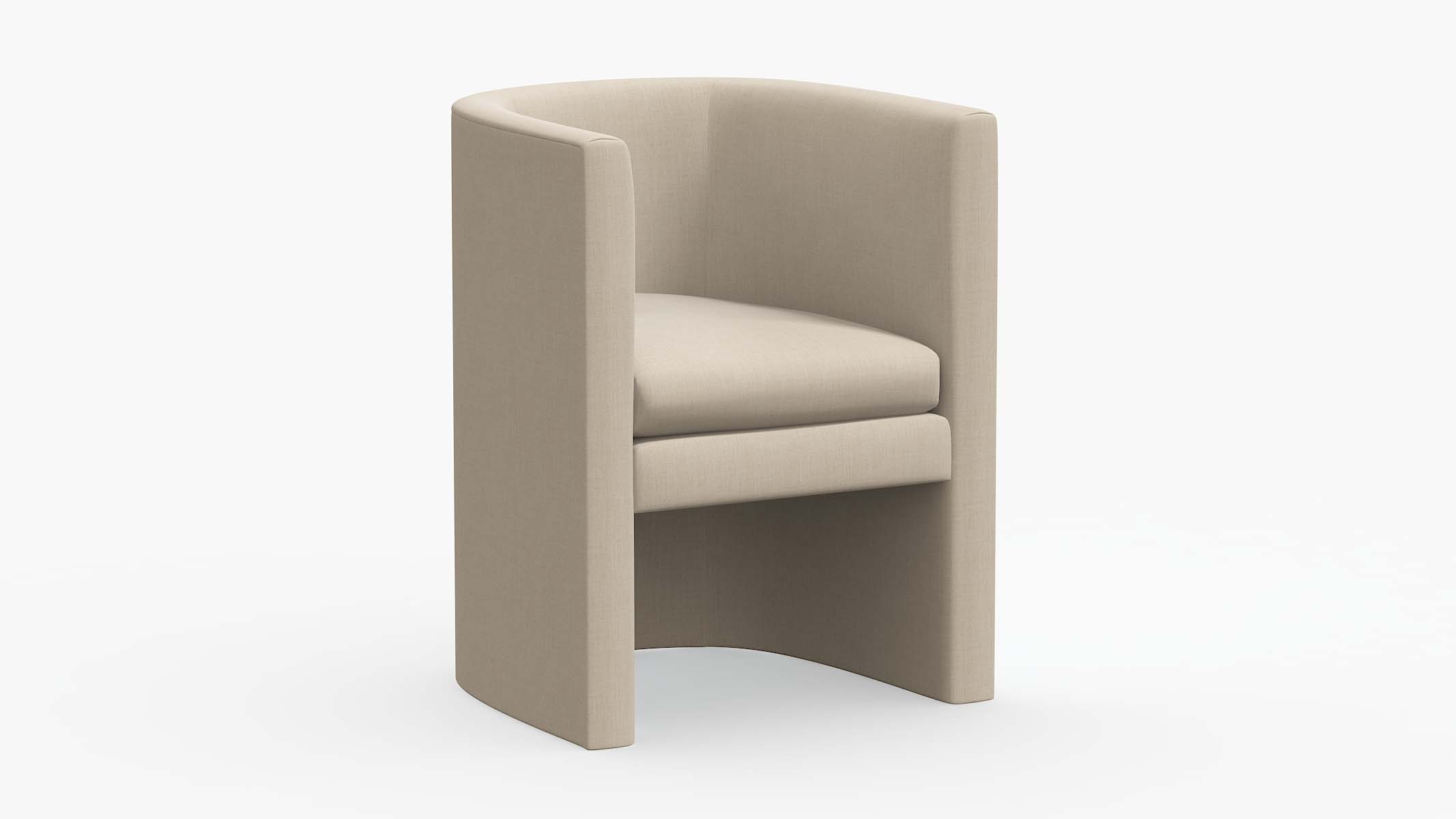 Barrel Back Dining Chair, Husk Everyday Linen - Image 0