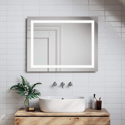 24'' X 32'' Bathroom Mirror Led Lights Mirror Wall Mounted Vanity Mirror With Smart Touch Button And Anti-fog Function Dimmable Makeup Mirror Vertical & Horizontal - Image 0