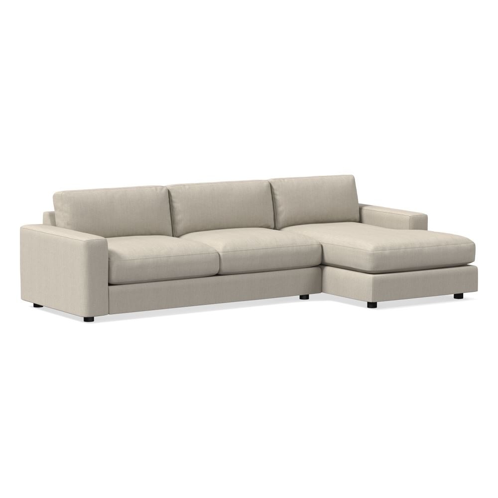 Urban 116" Right 2-Piece Chaise Sectional, Basket Slub, Dove, Poly-Fill - Image 0