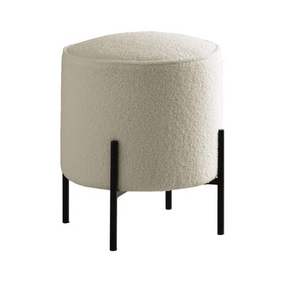 Round Upholstered Ottoman Beige And Matte Black - Image 0