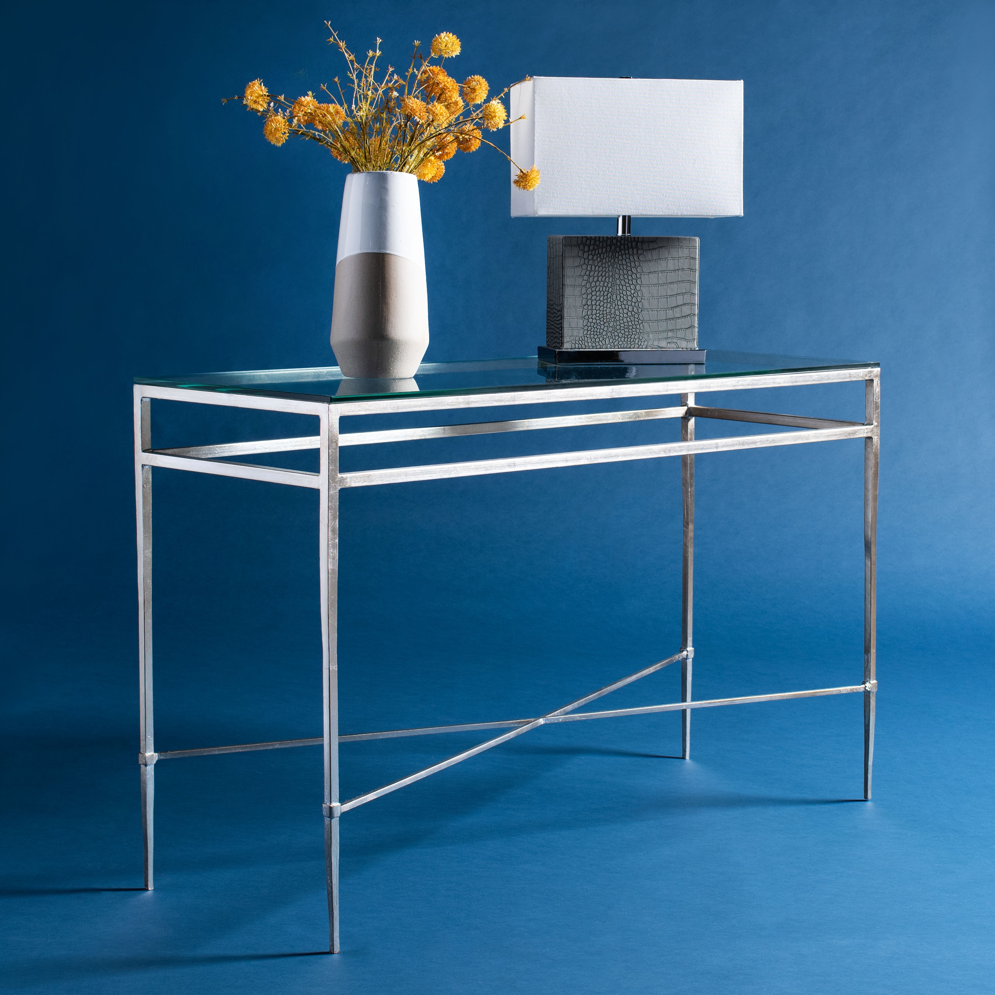 Baumgarten Glass Console Table - Safavieh - Image 1