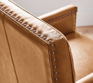 Tyler Leather Swivel Desk Chair, Bronze Base, Vintage Caramel (Made to Order) - Image 3