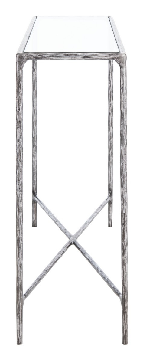 Jessa Forged Metal Rectangle Console Table - Silver - Image 4