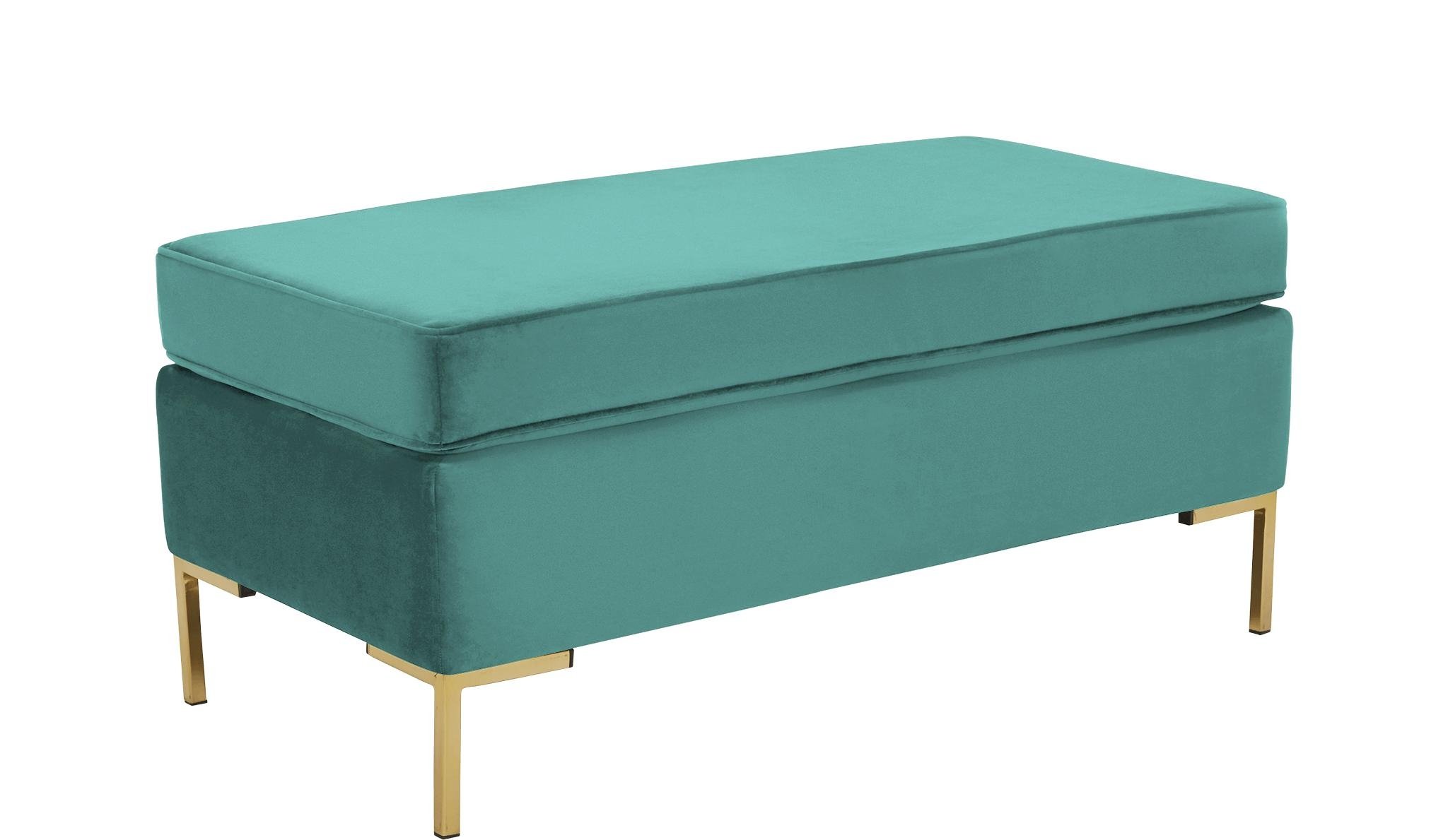 Green Dee Mid Century Modern Bench with Storage - Essence Aqua - Image 1