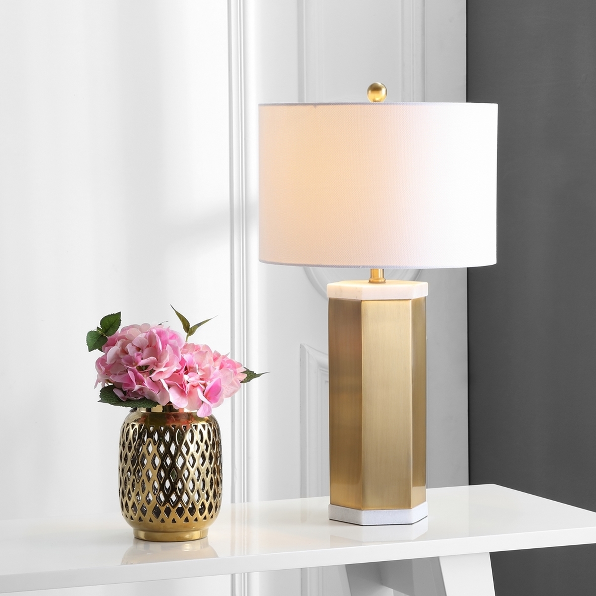 Alya Table Lamp - White/Brass Gold - Arlo Home - Image 3