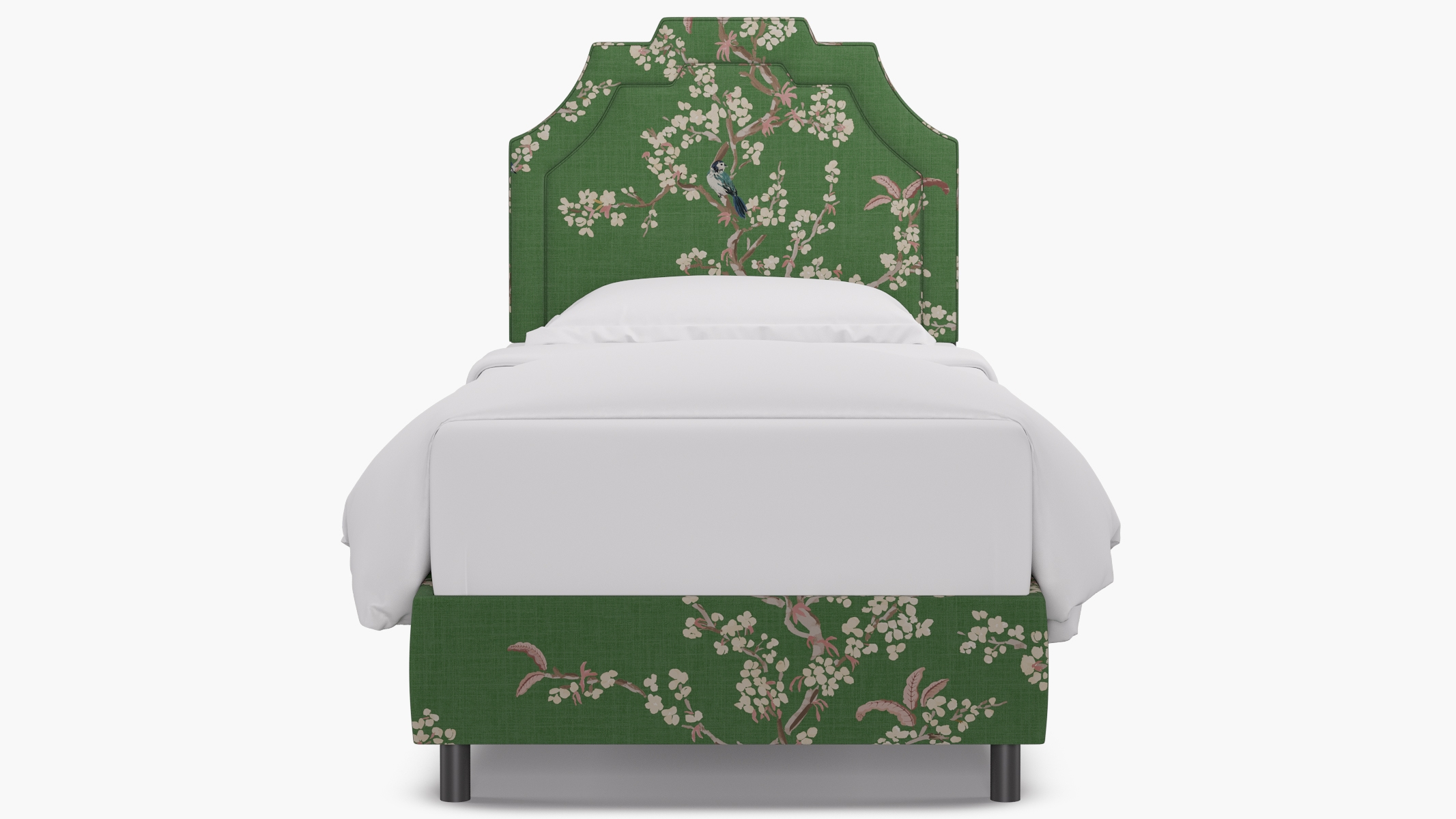 Art Deco Bed, Jade Cherry Blossom, Twin - Image 1