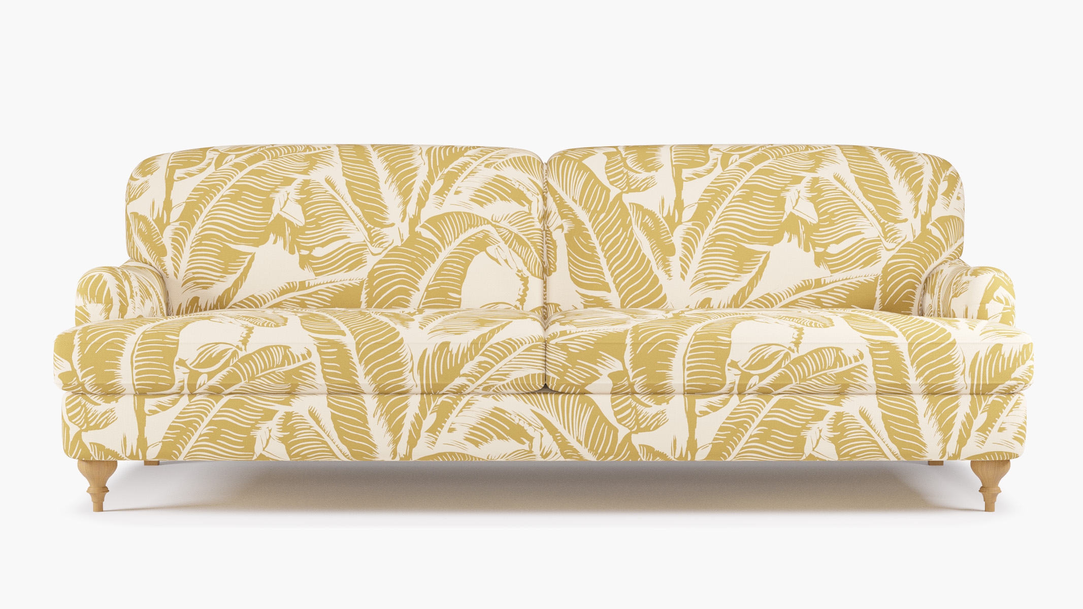 English Roll Arm Sofa, Ochre Martinique® Encore, Natural Turned Wood Leg - Image 0