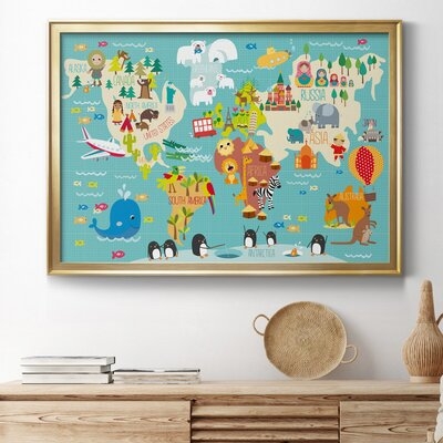 Children's World Map - Picture Frame Graphic Art on Canvas - Image 0