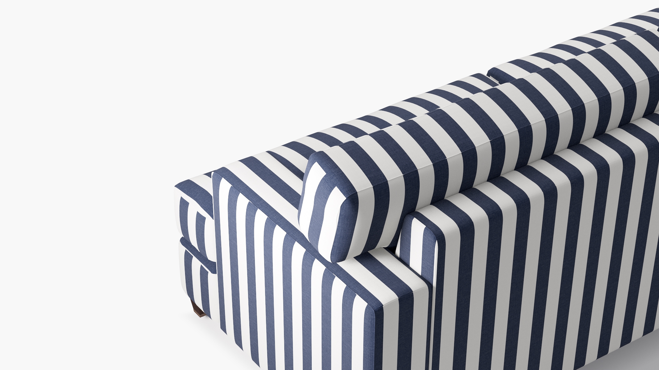 Classic Sofa, Navy Cabana Stripe, Espresso with Antique Brass Caster - Image 4