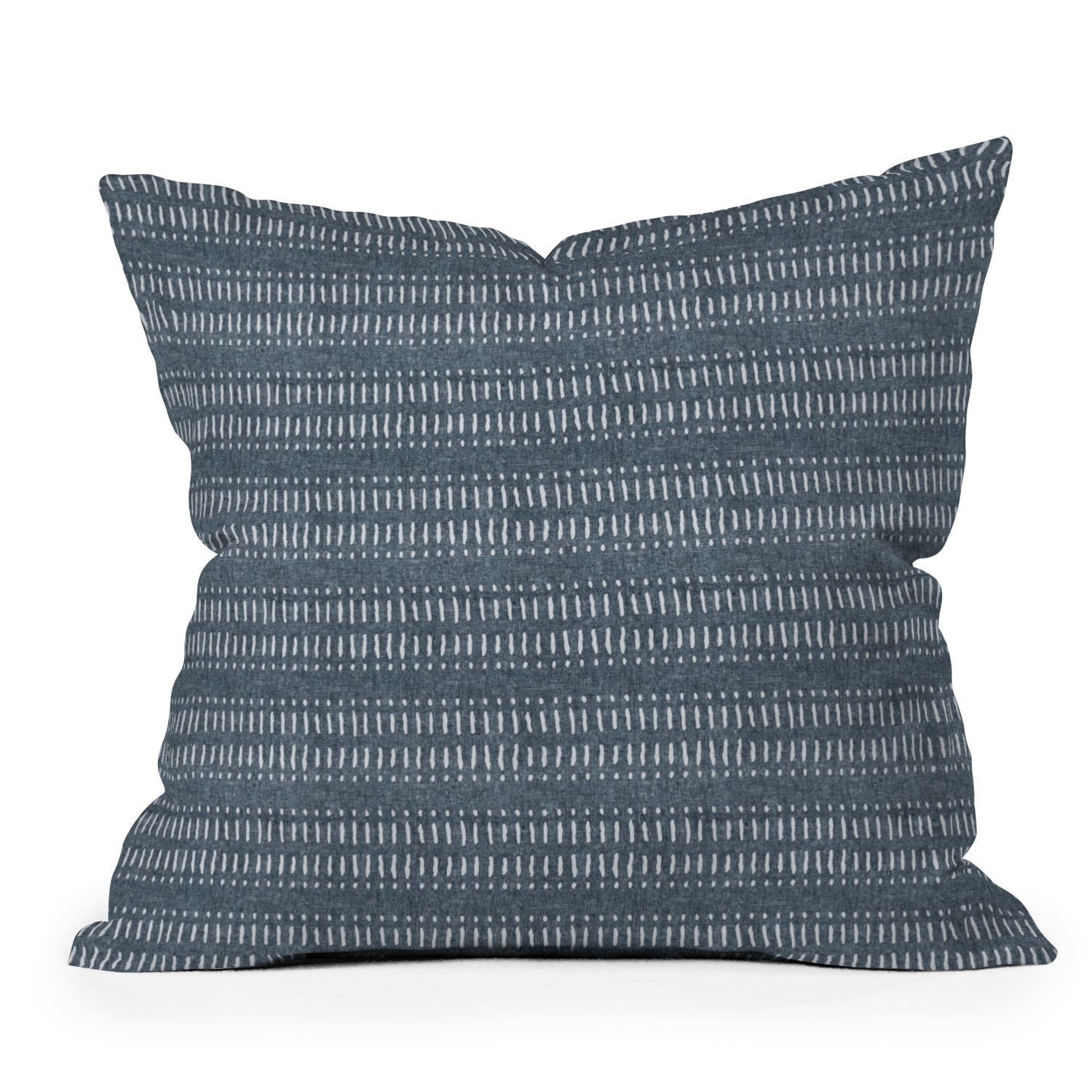 Dash Dot Stripe Navy by Little Arrow Design Co - Outdoor Throw Pillow 18" x 18" - Image 0