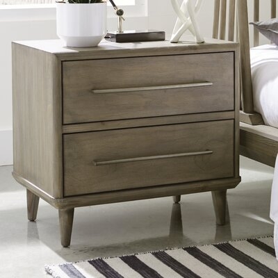 Longkesh 24'' Tall 2 - Drawer Solid Wood Nightstand in Antique Mocha - Image 0
