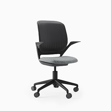 Steelcase Cobi Armed Task Chair, Soft Casters, Near Black Frame, Tweed Multi, Medium Gray - Image 1