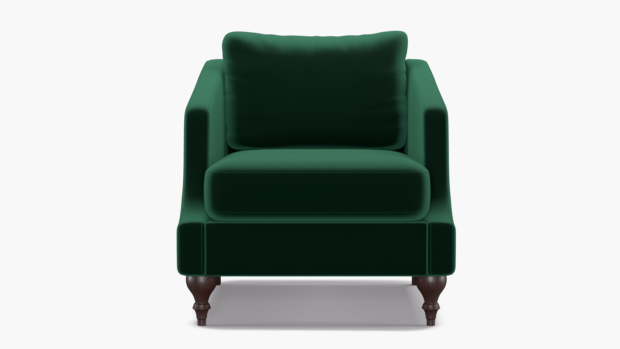 Slope Arm Chair, Spruce Performance Plush Velvet, Espresso Turned Wood Leg - Image 0