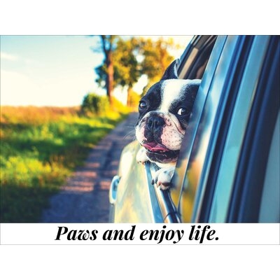 Paws and Enjoy Life Dog Poster Bulldog Wall Print (24x18) - Image 0