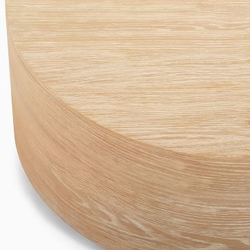 Volume Drum Coffee Table, 36", Washed Oak - Image 1