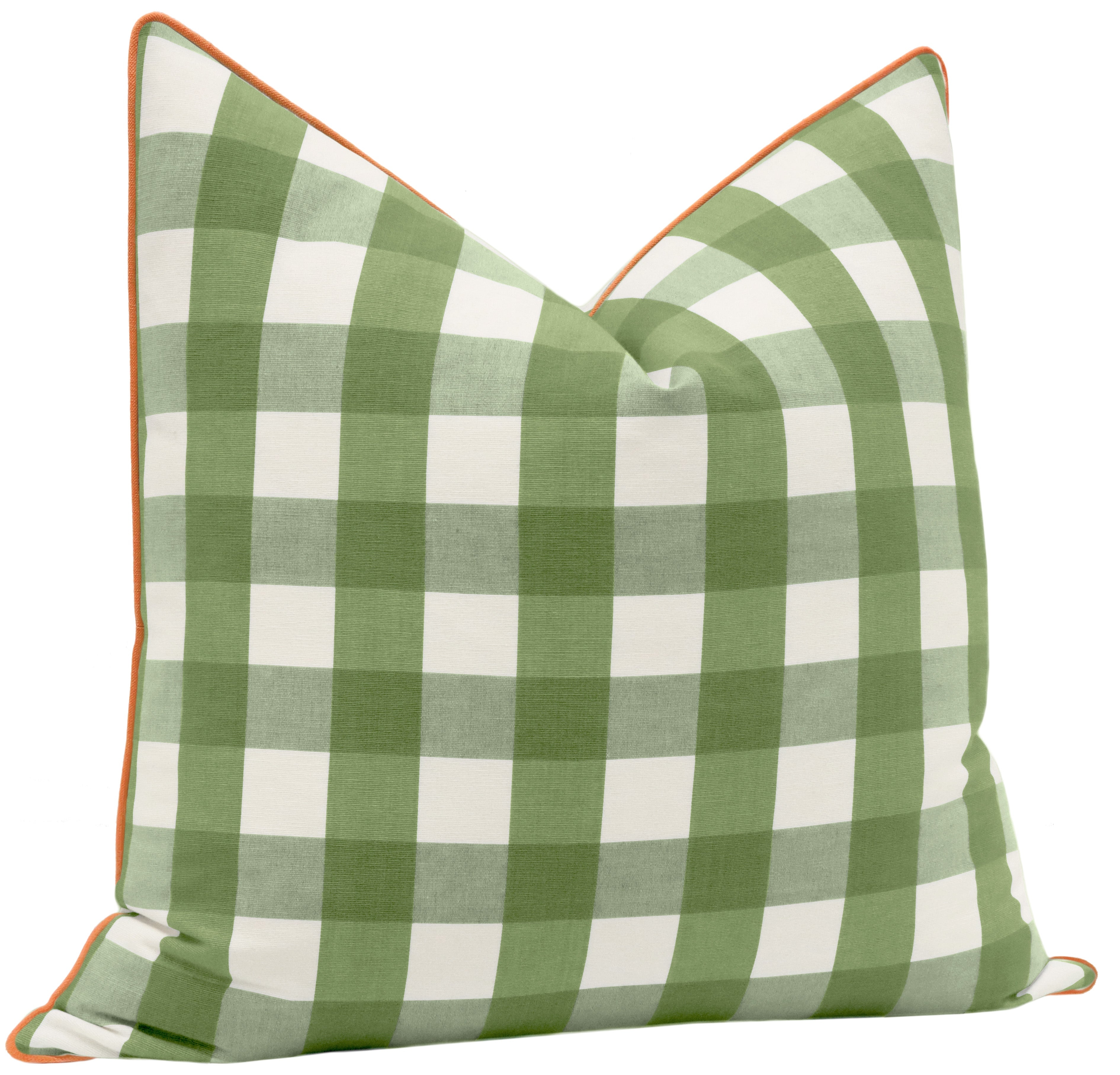 OCS X LDC | CHARLESTON CHECK // CLOVER WITH CLASSIC LINEN // PERSIMMON - 20” X 26” STANDARD SHAM / BUTTERFLY FLANGE - Image 1
