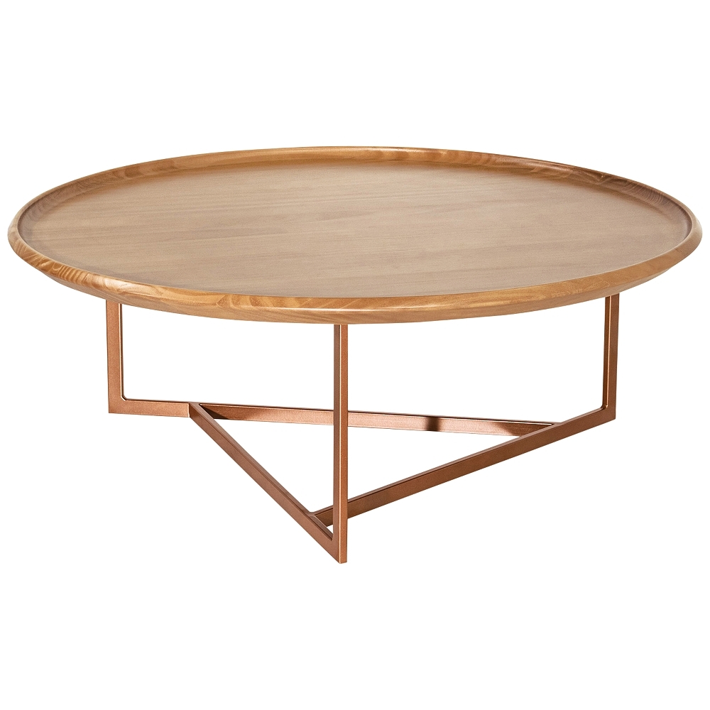 Knickerbocker 32" Wide Cinnamon Round Wood Coffee Table - Style # 78K14 - Image 0